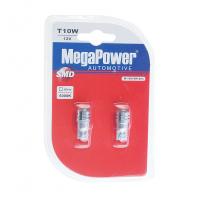 Автолампа T10W (W2,1x9,5d) 1 SMD CREE WHITE блистер (2 шт) 6000K 80лм   12V MEGAPOWER /1/10/100