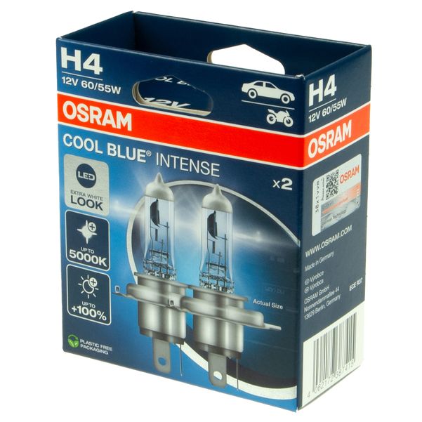 Автолампа H4 (60/55) P43t-38+100% COOL BLUE INTENSE (NextGen) (ЭКОбокс, 2шт) до 5000K 12V OSRAM /1/10