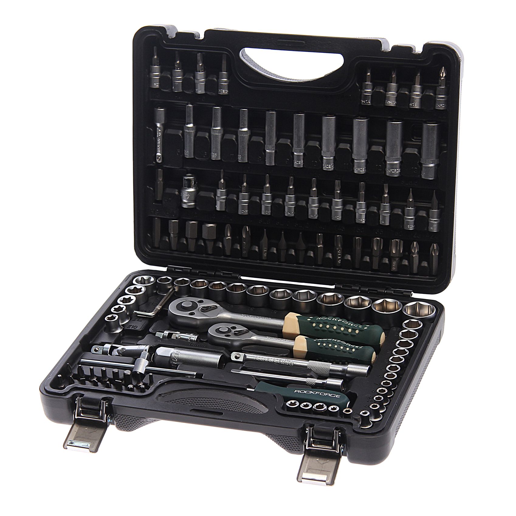 Набор торцевых головок и вставок RF-41082-5DS: 1/4" & 3/8"DR 6-гранных 108пр. ROCKFORCE /1/8