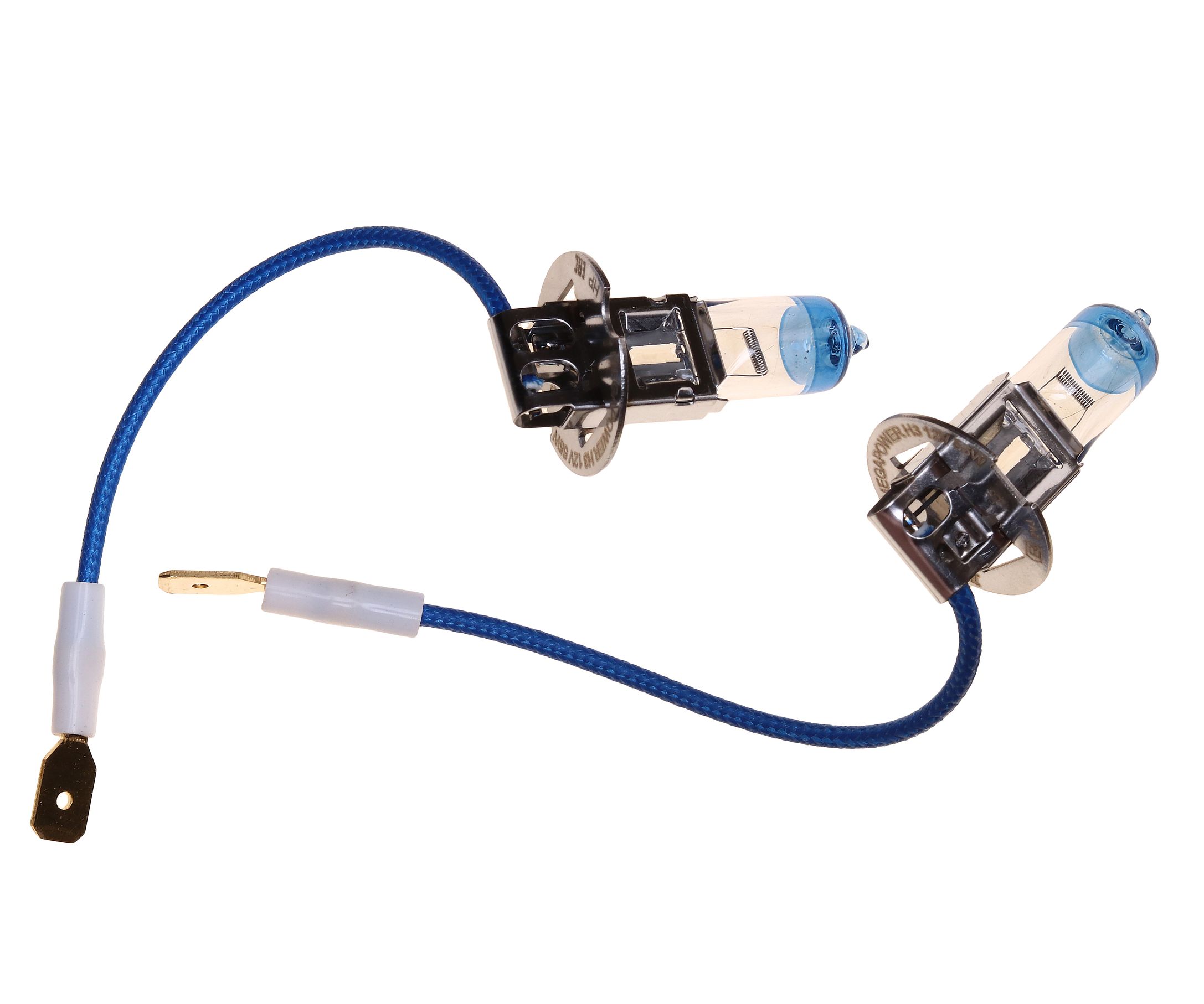 Автолампа H3 (55) PK22s +50% (бокс, 2шт) 12V MEGAPOWER /1/10