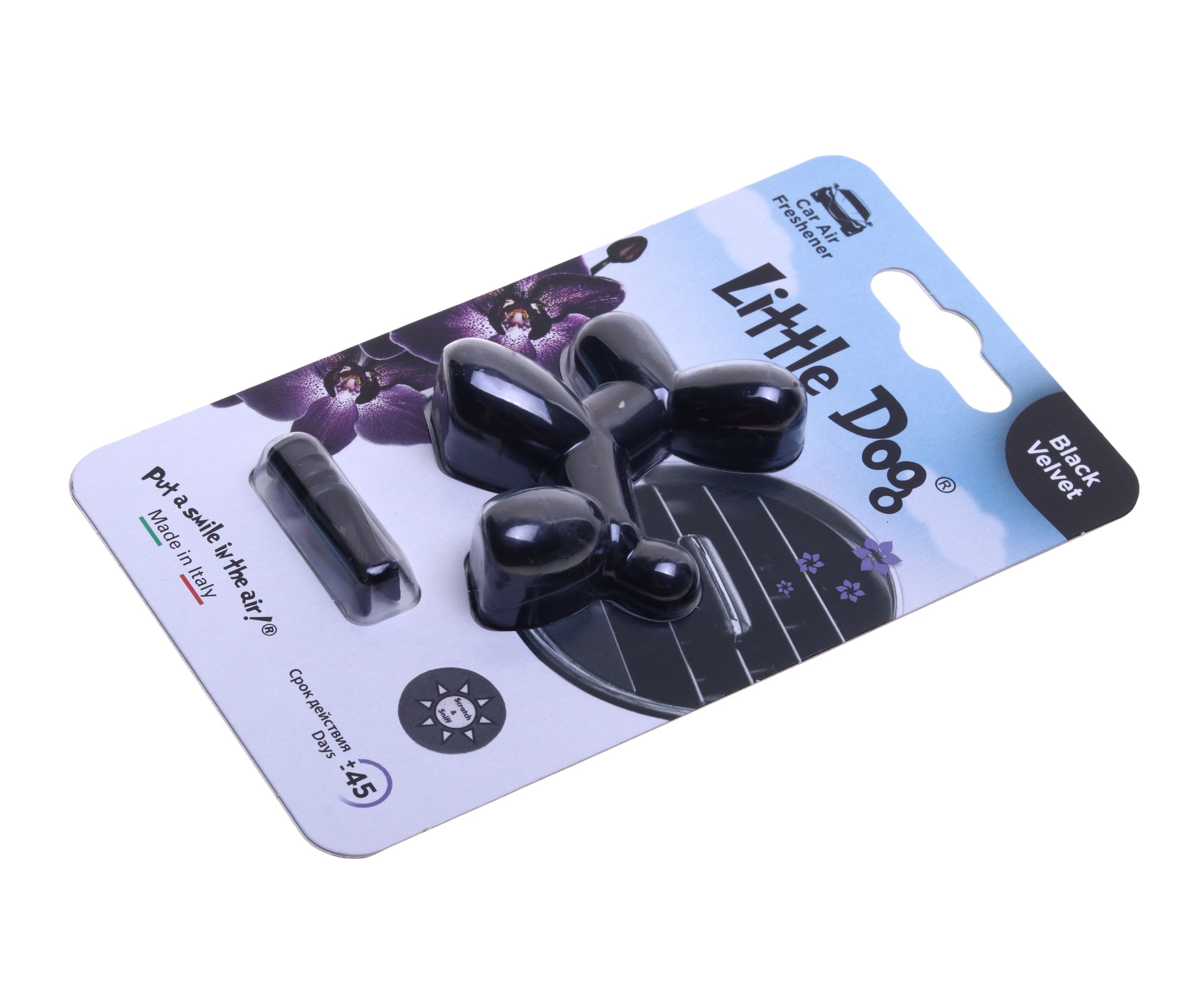 Ароматизатор воздуха ED0606 Little Dog (Черный бархат) на дефлектор, 3D-Polymer Drive Int /1/6