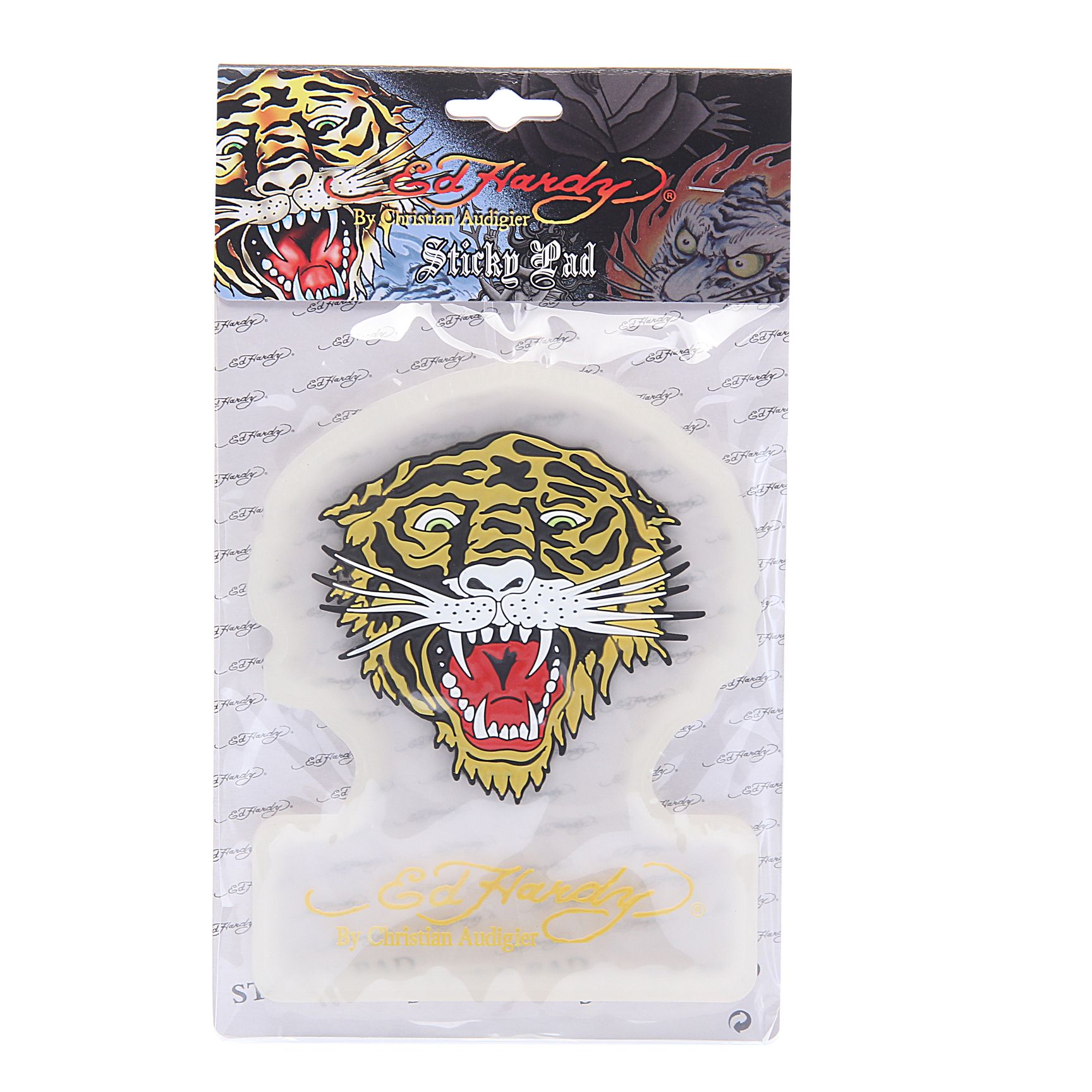 Коврик антискатный EH-00228T "TIGER" CLEAR на панель приборов 17х13см ED HARDY (США) /1/16