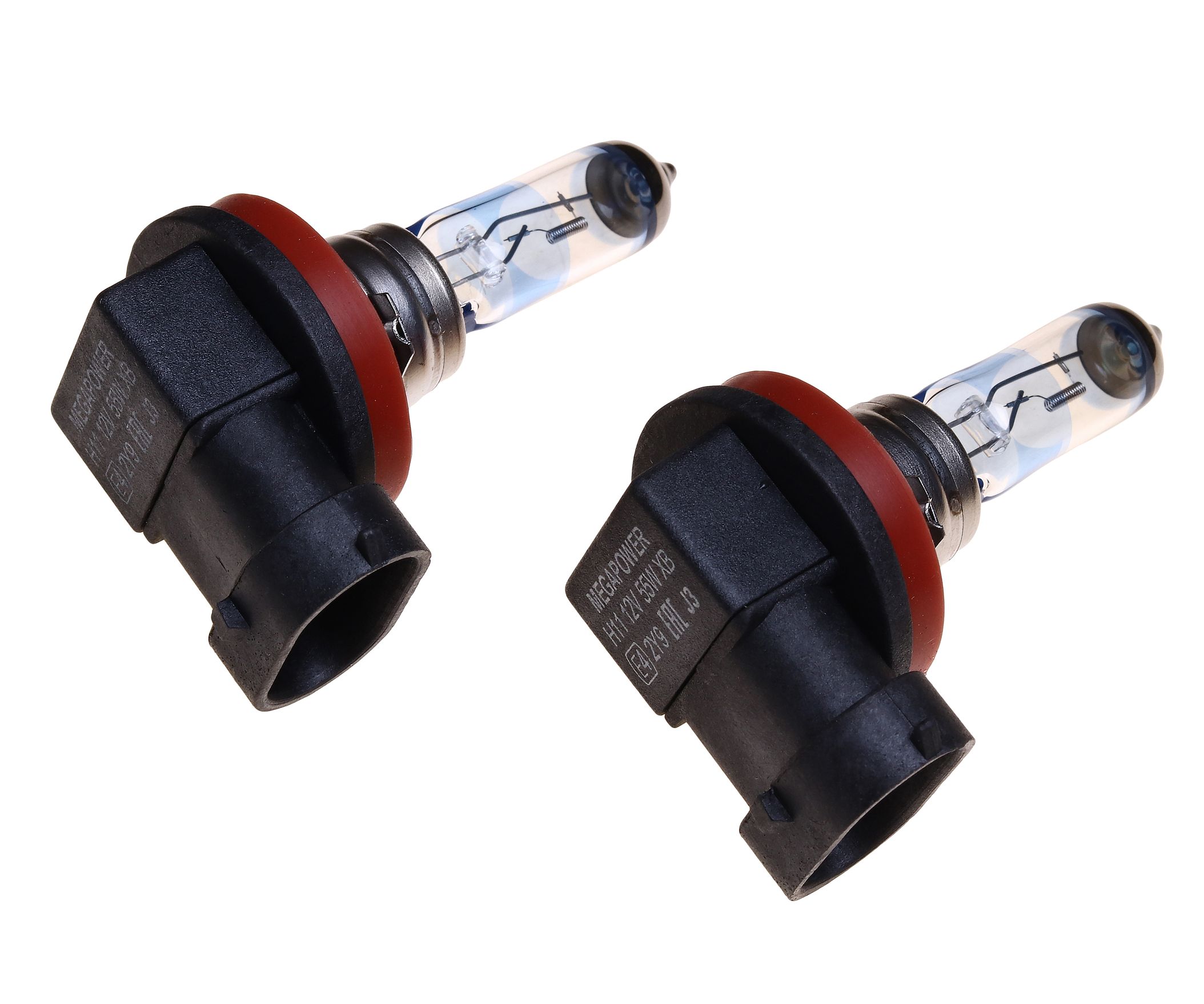 Автолампа H11 (55) PGJ19-2 +120% (бокс, 2шт) 12V MEGAPOWER /1/10