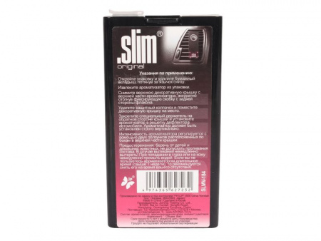 Ароматизатор воздуха SLMV-184 SLIM (Поцелуй персика) на дефлектор, жидкостной 8мл FKVJP /1/20/80