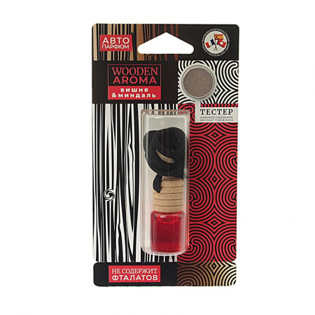 Ароматизатор воздуха FTE-WA-06 WOODEN AROMA (вишня и миндаль) подвесной, с деревянной крышкой FOUETTE /1/20