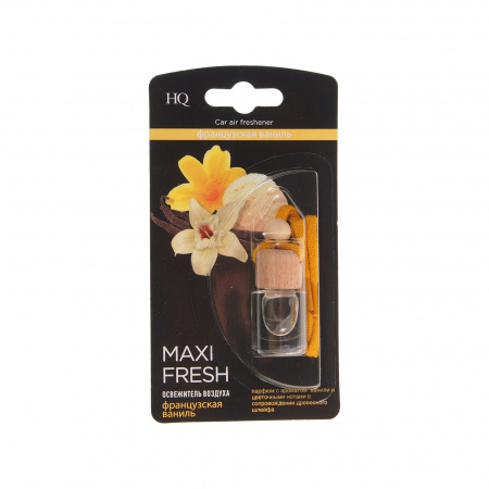 Ароматизатор воздуха HMF-19 MAXI FRESH (французская ваниль) жидкостный подвесной, деревянная крышка 5мл /1/64
