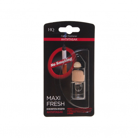 Ароматизатор воздуха HMF-24 MAXI FRESH (антитабак) жидкостный подвесной, деревянная крышка 5мл /1/64