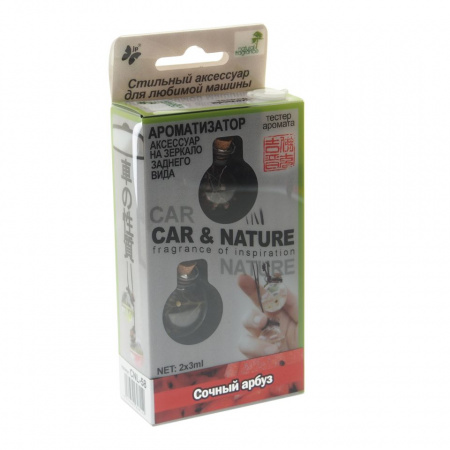 Ароматизатор воздуха CNL-58 Car&Nature (Сочный арбуз) флакон подвесной с деревянной крышкой 2x3мл FKVJP /1/50