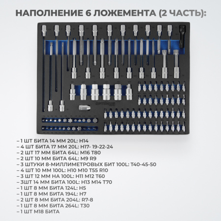 OPT-917P Тележка инструментальная, 7 полок с набором инструментов 312 пр, пластиковая столешница
