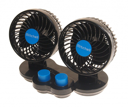 Вентилятор HX-307 12см (4.5") 12V (7.5W) двойной, с регулируемыми углами обдува black/blue MITCHELL 1/24