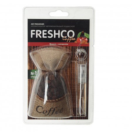 Ароматизатор воздуха FRESHCO COFFEE кофейные зерна (вишня и миндаль) /1/10/40