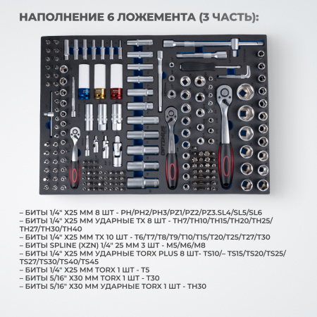 OPT-717P Тележка инструментальная, 7 полок с набором инструментов, пластиковая столешница