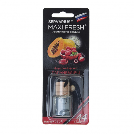 Ароматизатор воздуха HMF-27 MAXI FRESH (папайя и личи) жидкостный подвесной, деревянная крышка 5мл /1/64