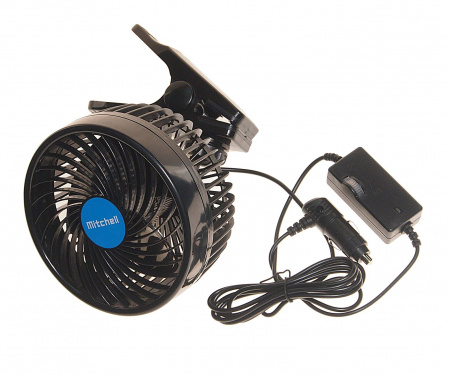 Вентилятор HX-603 16см (6") 12V (9W) диммер, на прищепке, с регулируемыми углами обдува black/blue MITCHELL 1/24