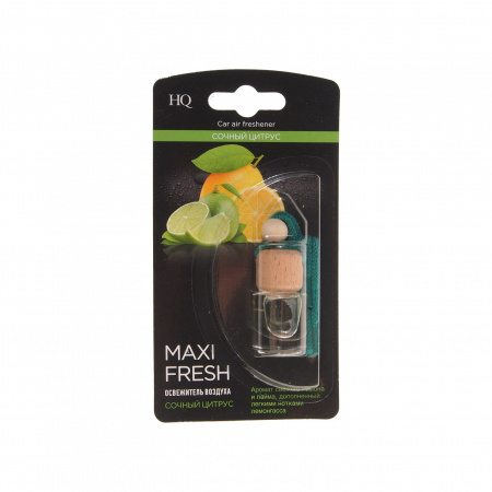 Ароматизатор воздуха HMF-1 MAXI FRESH (сочный цитрус) жидкостный подвесной, деревянная крышка 5мл /1/64