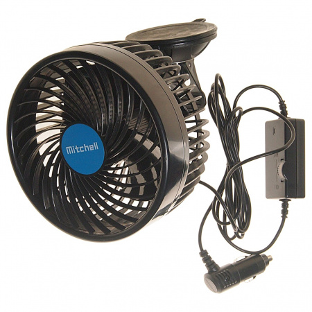 Вентилятор HX-703 16см (6") 12V (9W) диммер, на вакуумной присоске, с регулируемыми углами обдува black/blue MITCHELL 1/24