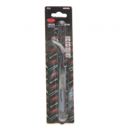 Пинцет RF-6493125 изогнутый антимагнитный (L-115мм, steel 302, HRC40), в блистере ROCKFORCE /1